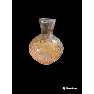 Pretty Pink Glass Vase With Raised Flower Pattern - Floral - 6” Tall By 5” Wide